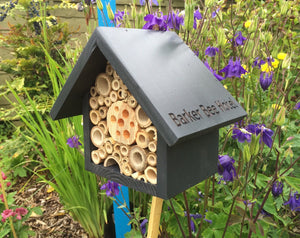 Mason Bee House, Bee Hotel, Insect House, in 'Urban Slate'. Can be personalised. - Wudwerx