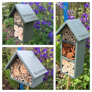 Two Tier Insect and Bee Hotel, in 'Old English Green'. Can be personalised. - Wudwerx