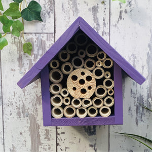 Single Tier Insect and Bee Hotel, Purple Pansy. Can be personalised.