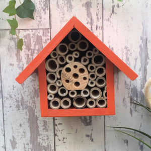 Mason Bee House, Single Tier, in 'Honey Mango'. Can be personalised.