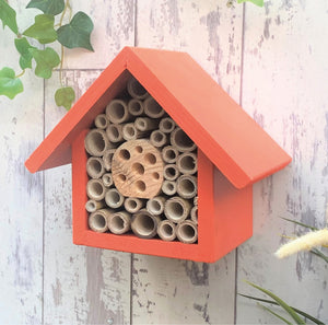 Mason Bee House, Single Tier, in 'Honey Mango'. Can be personalised.