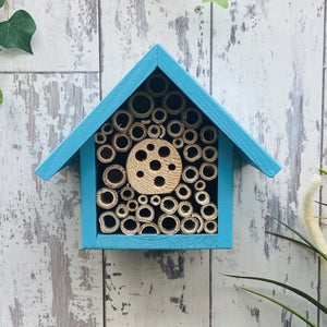 Single Tier Mason Bee Hotel, Beach Blue. Can be personalised.