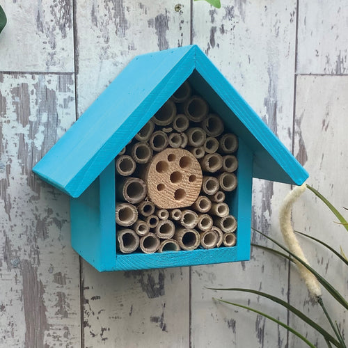 Single Tier Mason Bee Hotel, Beach Blue. Can be personalised.