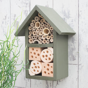 Two Tier Insect and Bee Hotel, in 'Old English Green'. Can be personalised. - Wudwerx