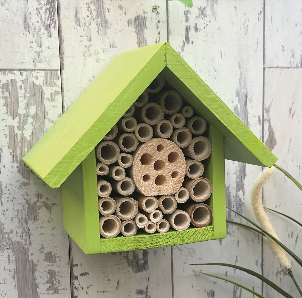 Bee Hotel, Insect House, Wildlife House, in Sunny Lime. Single Tier. Can be personalised
