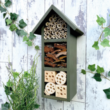 Mason Bee House, Insect Hotel, Bug Box three tier, in 'Old English Green'. Can be personalised.