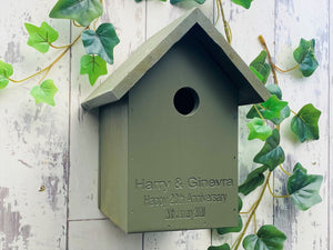 Anniversary Wooden Bird Box. Can be personalised.