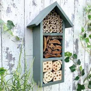 Bee and Insect Hotel, three tier, in 'Wild Thyme'. Can be personalised.